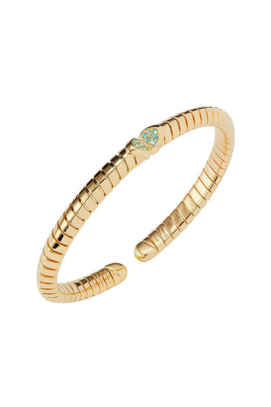Paraiba Tourmaline Trisolina Bangle Bracelet-YELLOW GOLD-SMALL-JEWELRYFINE JEWELBRACELET O-MARINA B