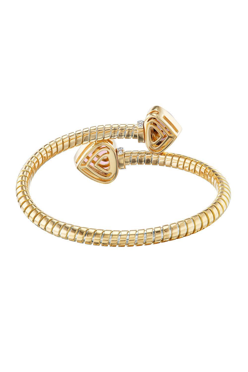 Rose Quartz Trisolina Bypass Bracelet-YELLOW GOLD-SMALL-JEWELRYFINE JEWELBRACELET O-MARINA B
