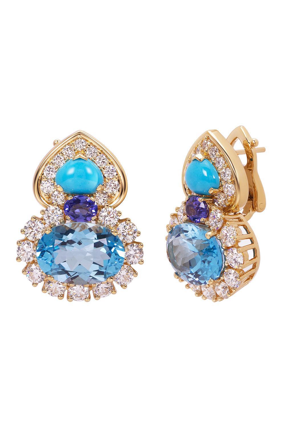 Blue Topaz Diamond Turquoise Gina Earrings-YELLOW GOLD-JEWELRYFINE JEWELEARRING-MARINA B 