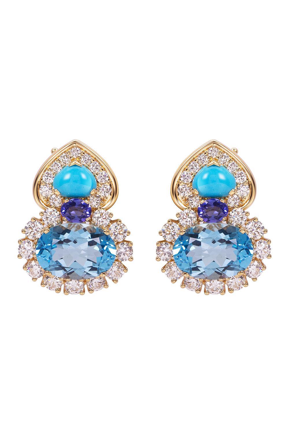  Blue Topaz Diamond Turquoise Gina Earrings-YELLOW GOLD-JEWELRYFINE JEWELEARRING-MARINA B 