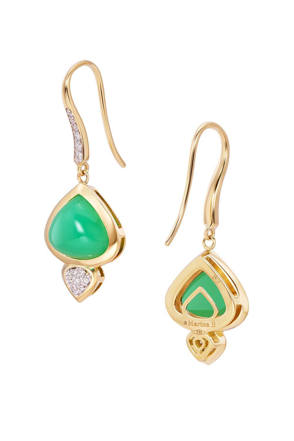 Chrysoprase Diamond Trisolina Drop Earrings-YELLOW GOLD-JEWELRYFINE JEWELEARRING-MARINA B