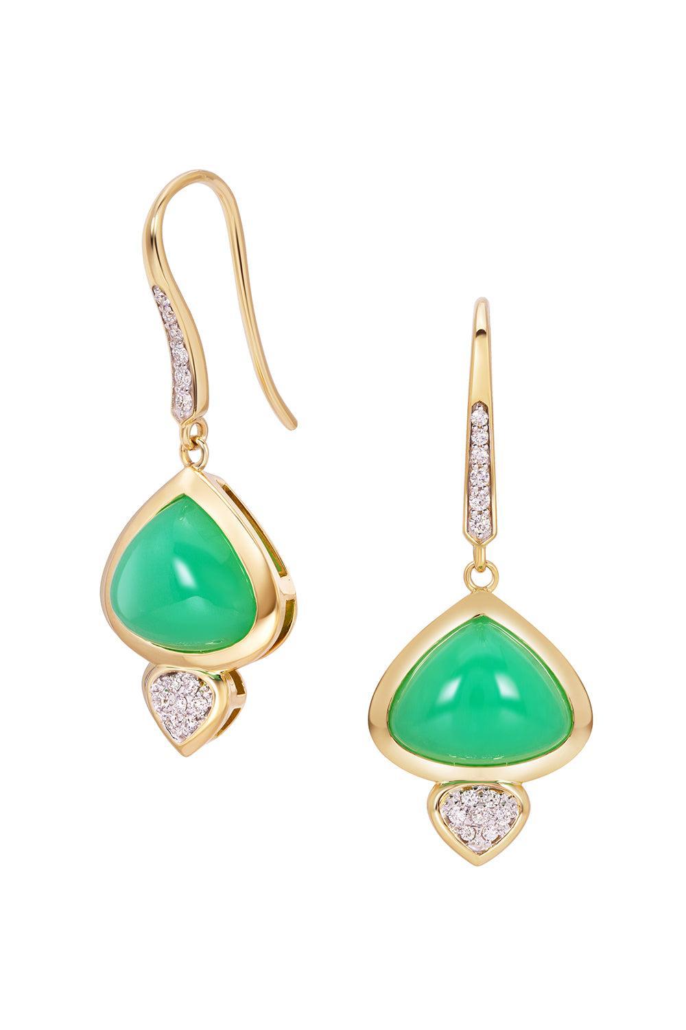 Chrysoprase Diamond Trisolina Drop Earrings-YELLOW GOLD-JEWELRYFINE JEWELEARRING-MARINA B