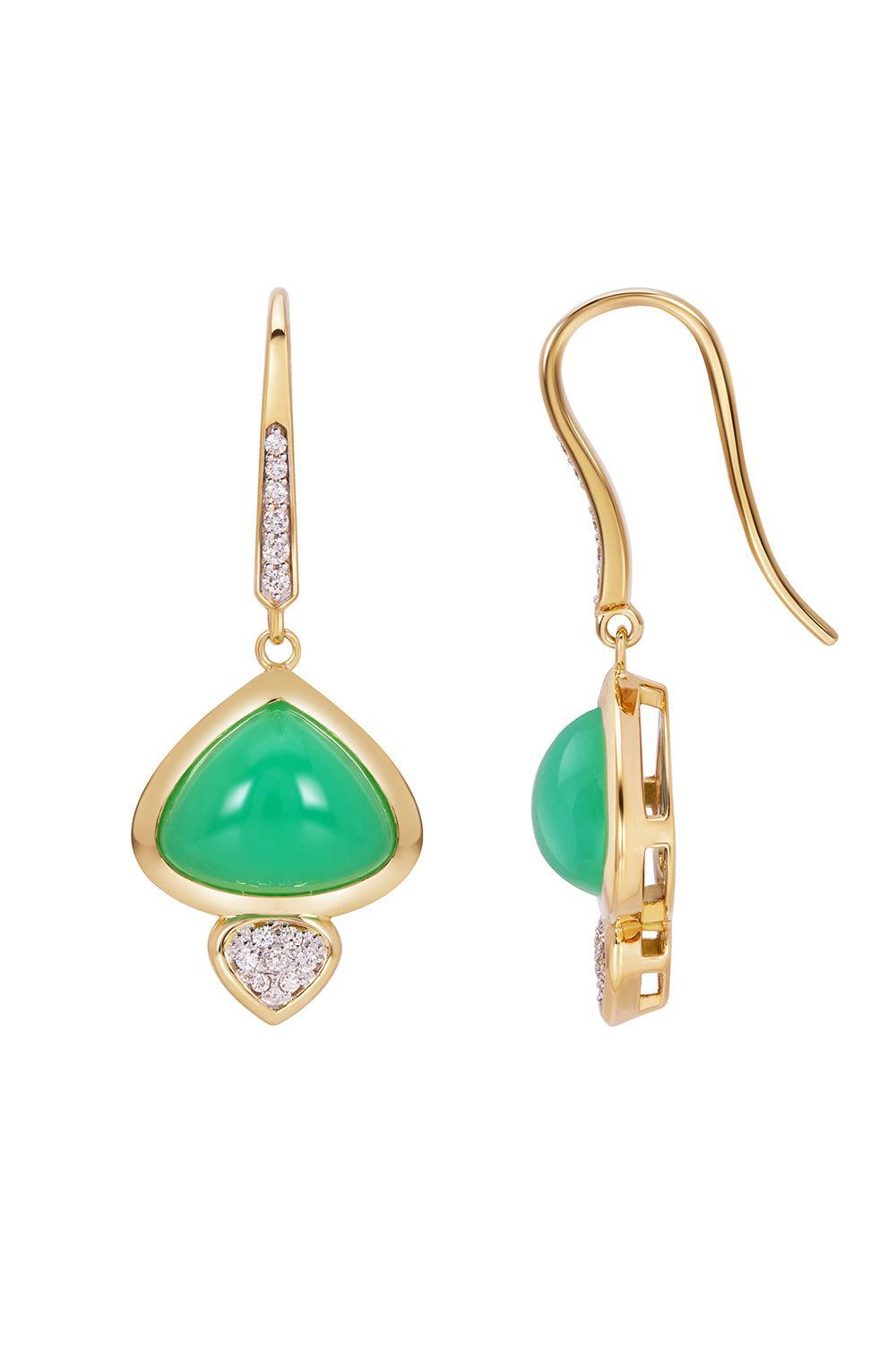 Chrysoprase Diamond Trisolina Drop Earrings-YELLOW GOLD-JEWELRYFINE JEWELEARRING-MARINA B