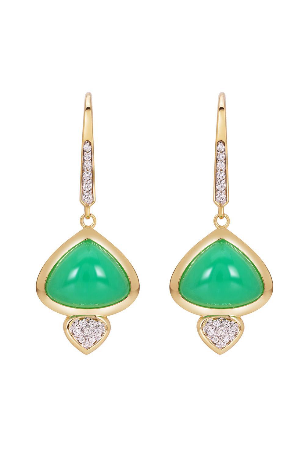 Chrysoprase Diamond Trisolina Drop Earrings-YELLOW GOLD-JEWELRYFINE JEWELEARRING-MARINA B