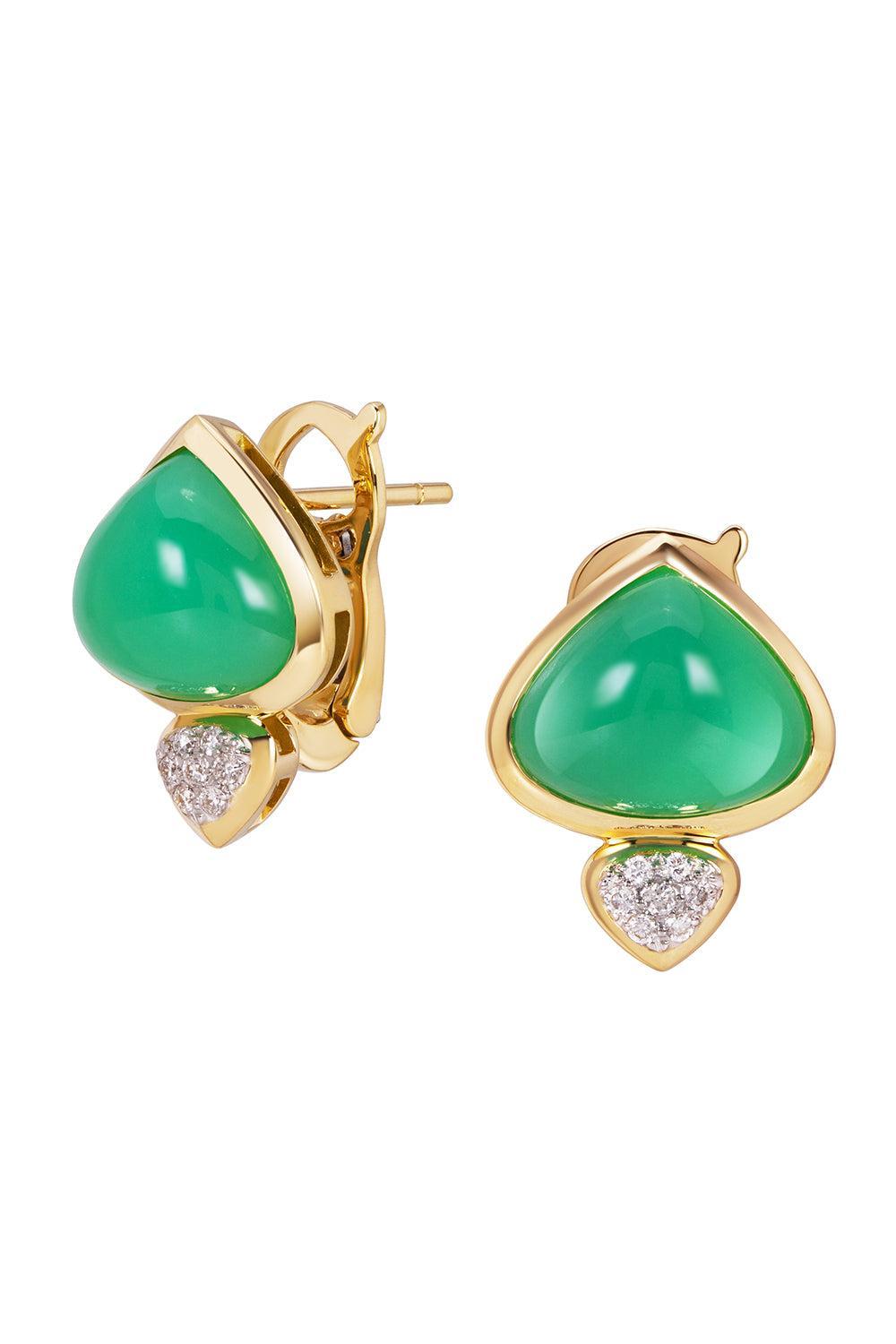 Chrysoprase Diamond Trisolina Earrings-YELLOW GOLD-JEWELRYFINE JEWELEARRING-MARINA B