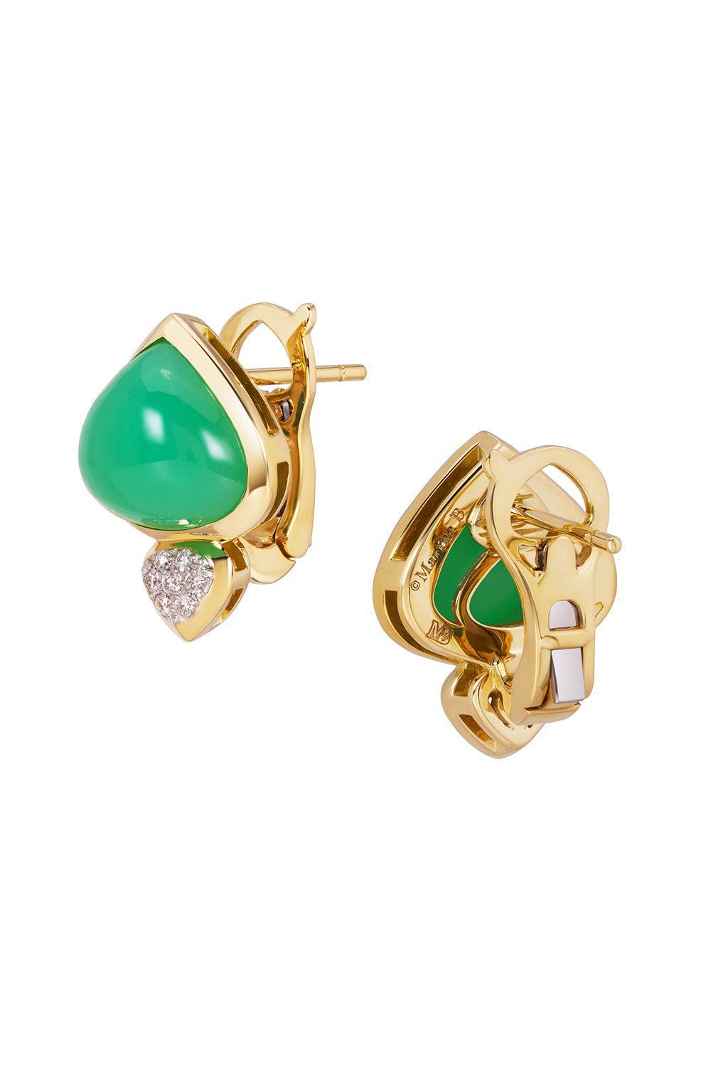 Chrysoprase Diamond Trisolina Earrings-YELLOW GOLD-JEWELRYFINE JEWELEARRING-MARINA B