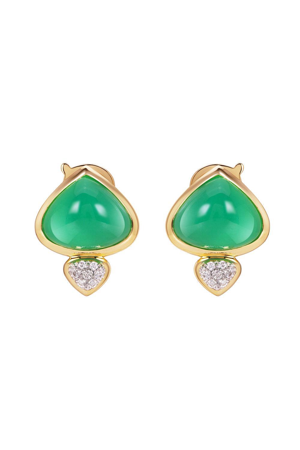 Chrysoprase Diamond Trisolina Earrings-YELLOW GOLD-JEWELRYFINE JEWELEARRING-MARINA B
