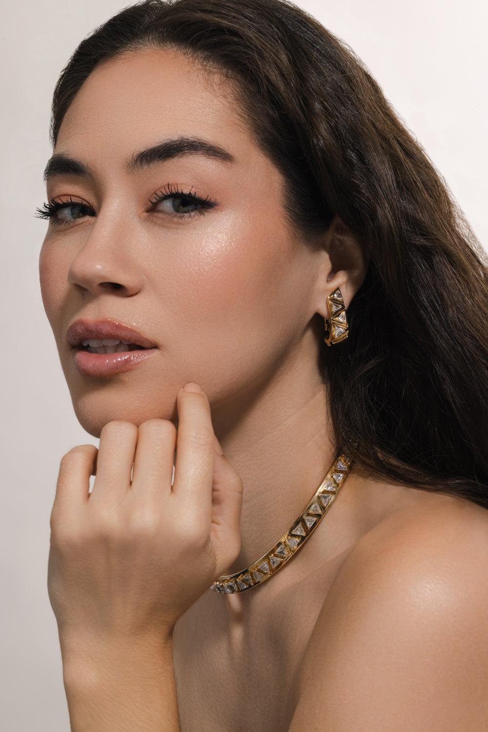 Diamond Danielle Earrings-YELLOW GOLD-JEWELRYFINE JEWELEARRING-MARINA B