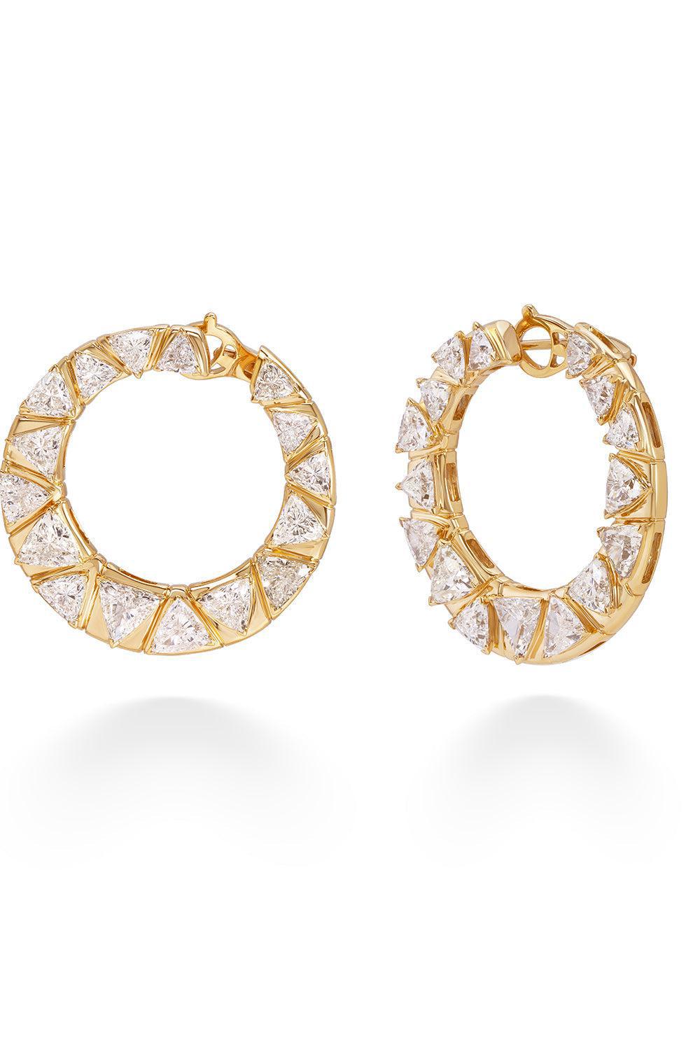 Diamond Triangoli Moon Earrings-YELLOW GOLD-JEWELRYFINE JEWELEARRING-MARINA B