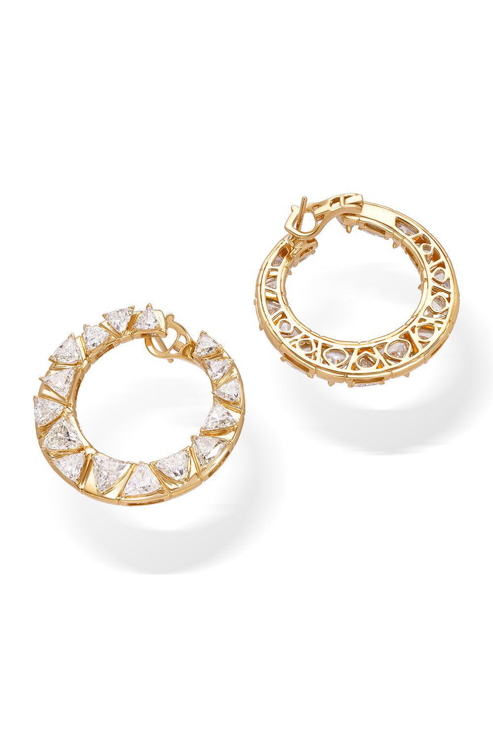 Diamond Triangoli Moon Earrings-YELLOW GOLD-JEWELRYFINE JEWELEARRING-MARINA B