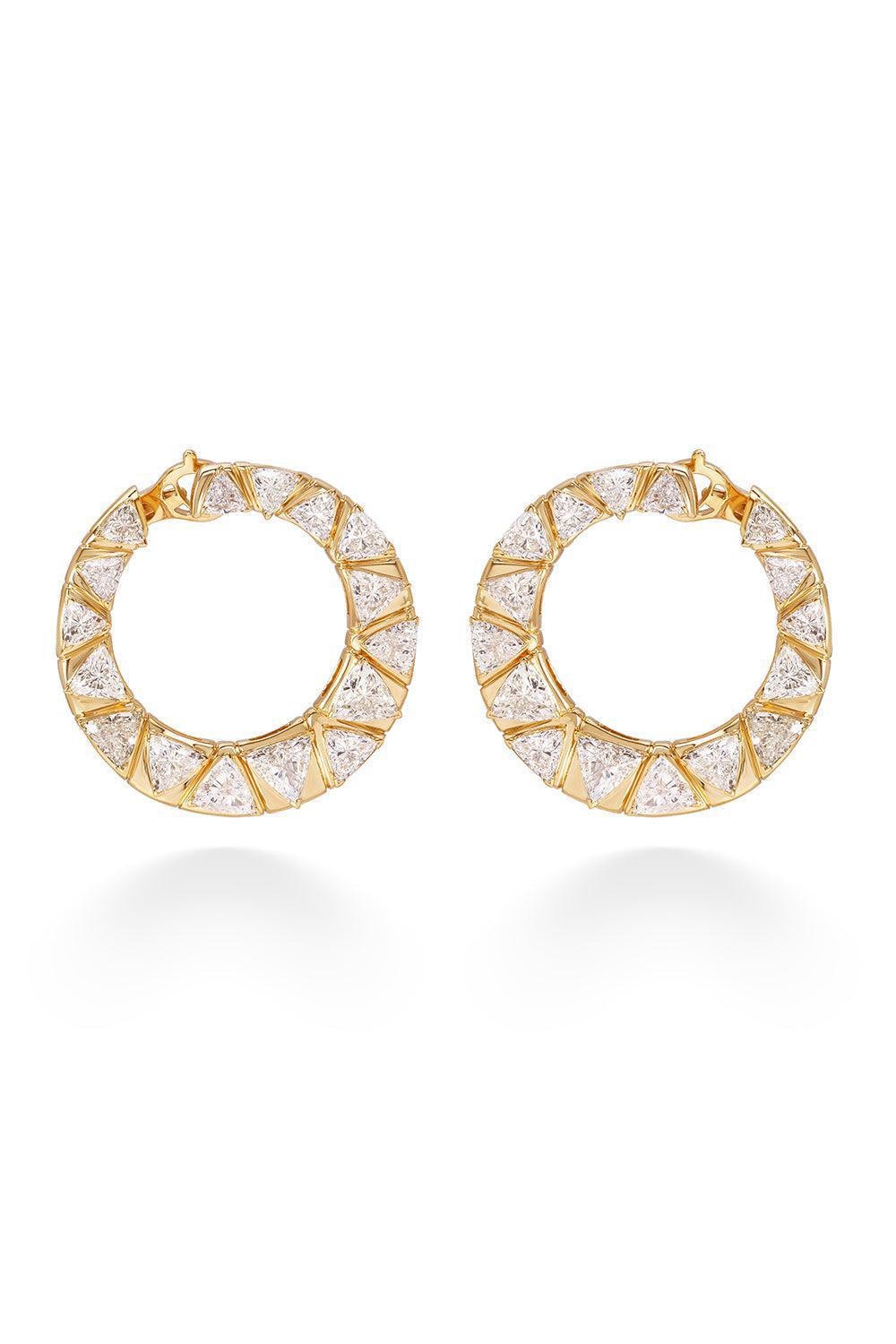 Diamond Triangoli Moon Earrings-YELLOW GOLD-JEWELRYFINE JEWELEARRING-MARINA B