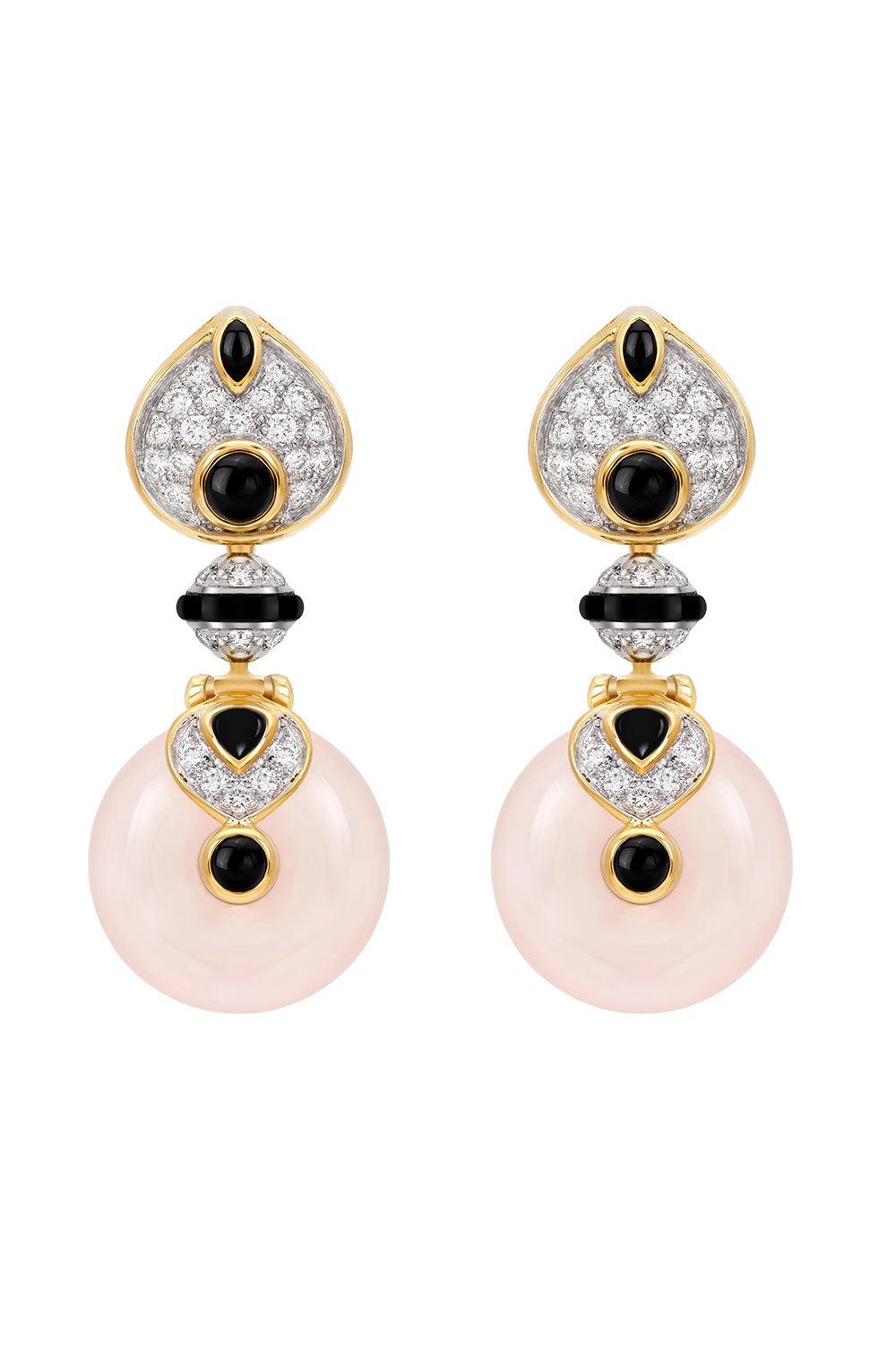 Onyx Diamond Baby Pneau Earrings-YELLOW GOLD-JEWELRYFINE JEWELEARRING-MARINA B