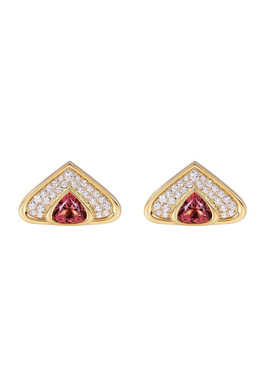 Pink Tourmaline Irreversible Earrings-YELLOW GOLD-JEWELRYFINE JEWELEARRING-MARINA B