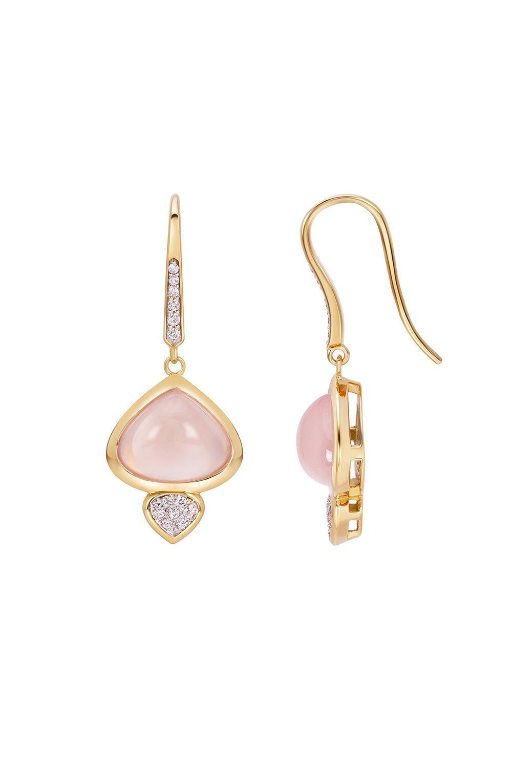 Rose Quartz Diamond Trisolina Drop Earrings-YELLOW GOLD-JEWELRYFINE JEWELEARRING-MARINA B
