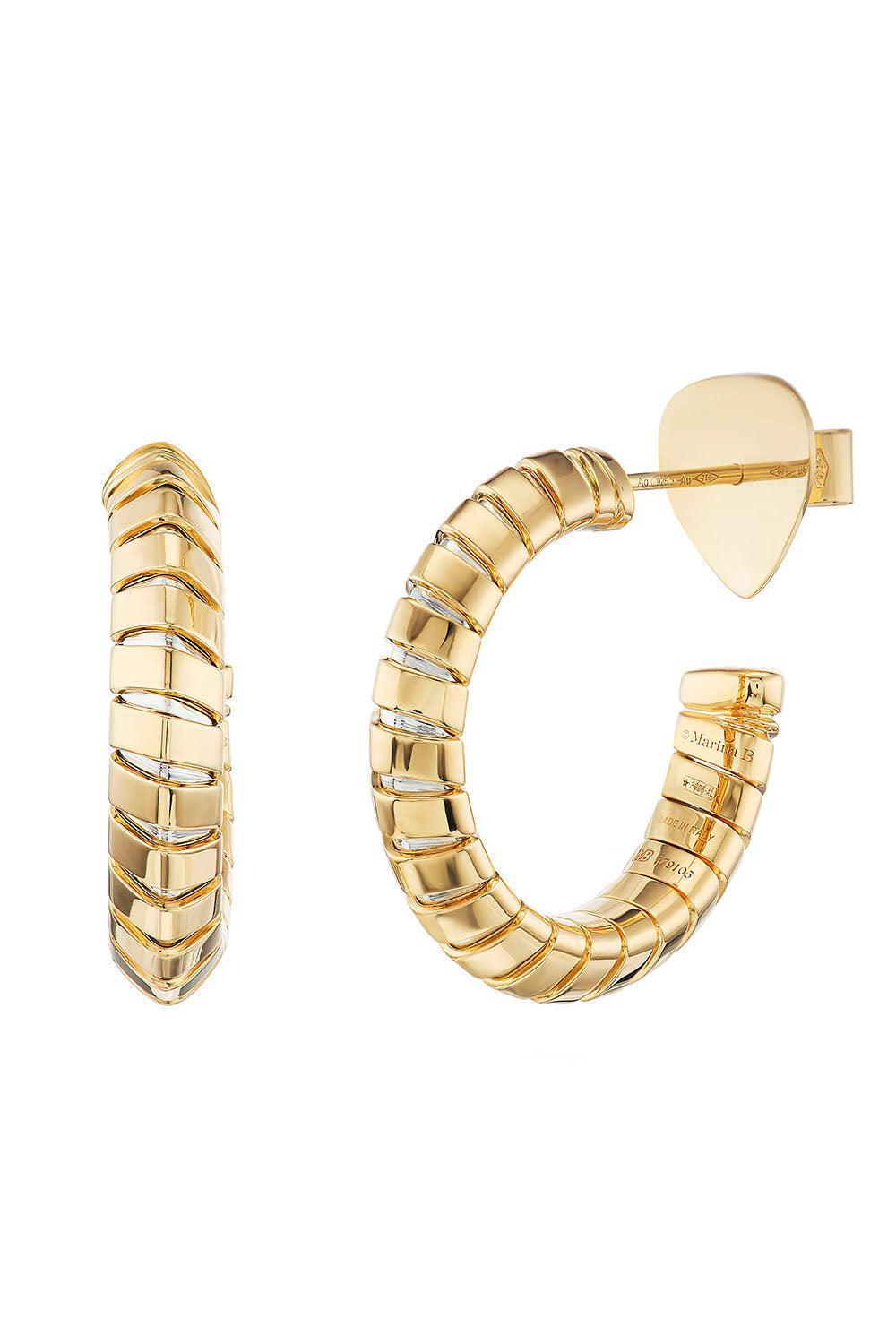 MARINA B-Trisolina Small Hoop Earrings-YELLOW GOLD