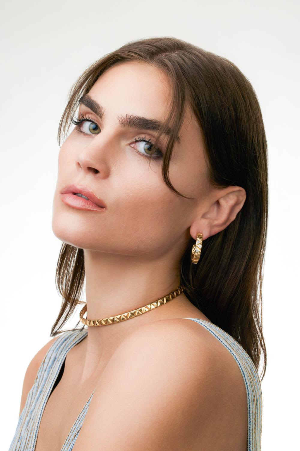 Triangolini Diamond Hoop Earrings-YELLOW GOLD-JEWELRYFINE JEWELEARRING-MARINA B