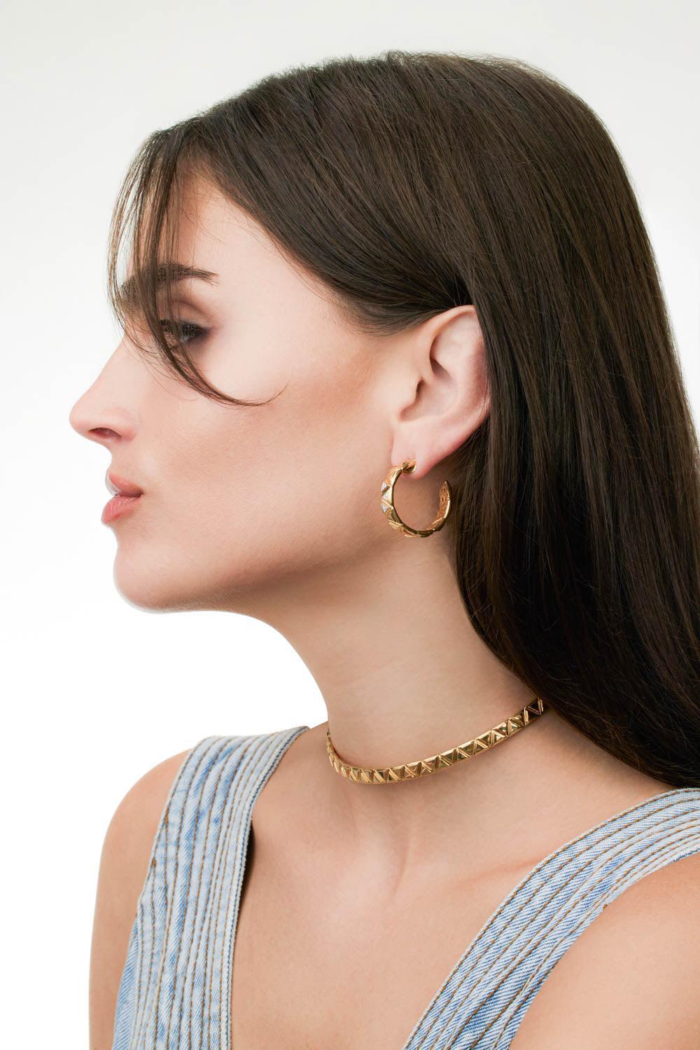 Triangolini Diamond Hoop Earrings-YELLOW GOLD-JEWELRYFINE JEWELEARRING-MARINA B