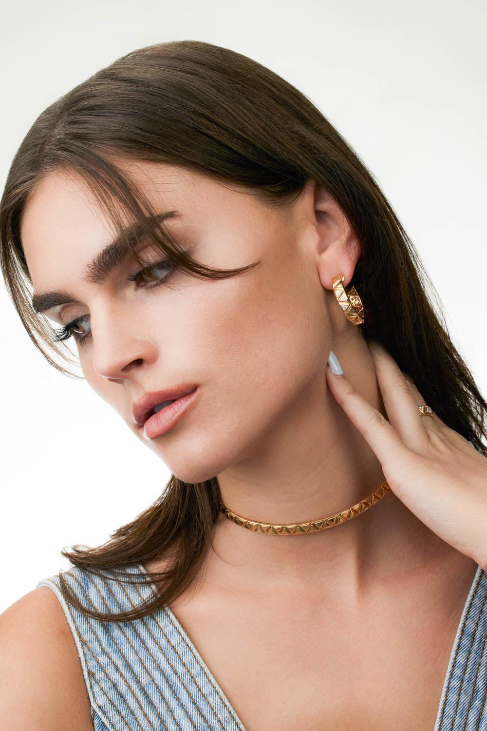 Triangolini Diamond Hoop Earrings-YELLOW GOLD-JEWELRYFINE JEWELEARRING-MARINA B