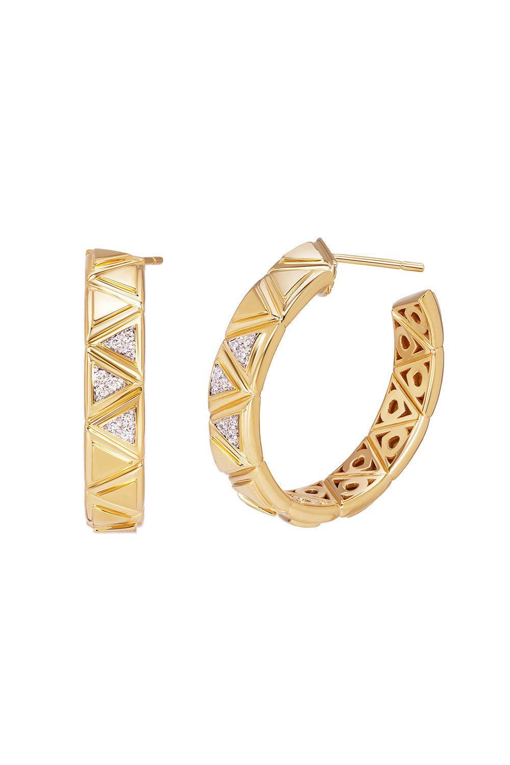 MARINA B-Triangolini Diamond Hoop Earrings-YELLOW GOLD