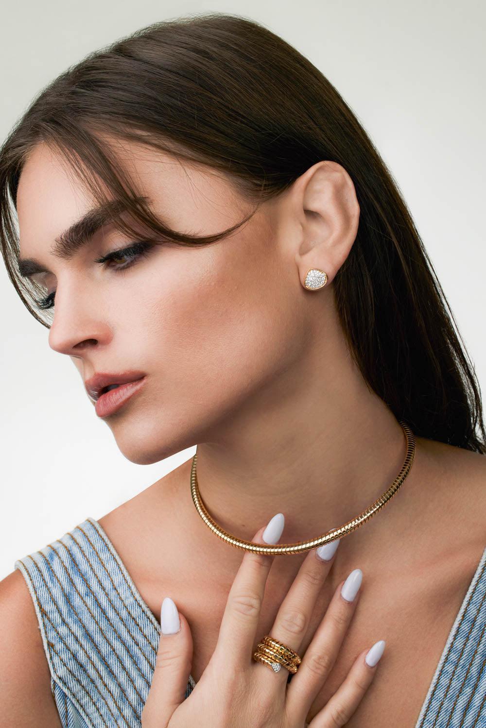 Trisola Round Diamond Earrings-YELLOW GOLD-JEWELRYFINE JEWELEARRING-MARINA B