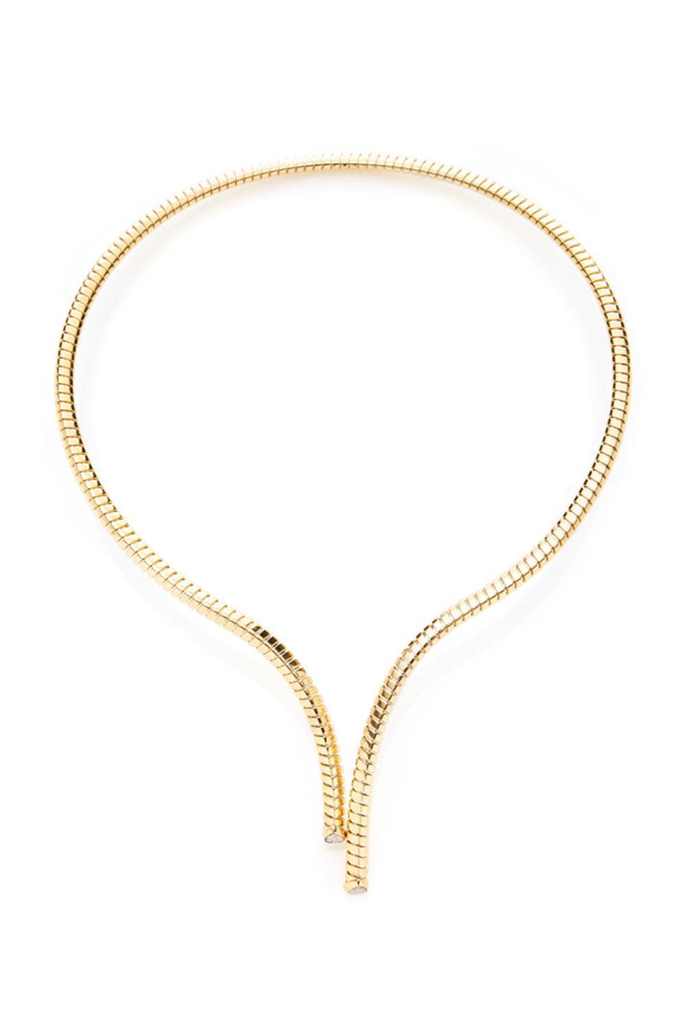 MARINA B-Trisolina Asymmetrical Pavé Collar Necklace-YELLOW GOLD