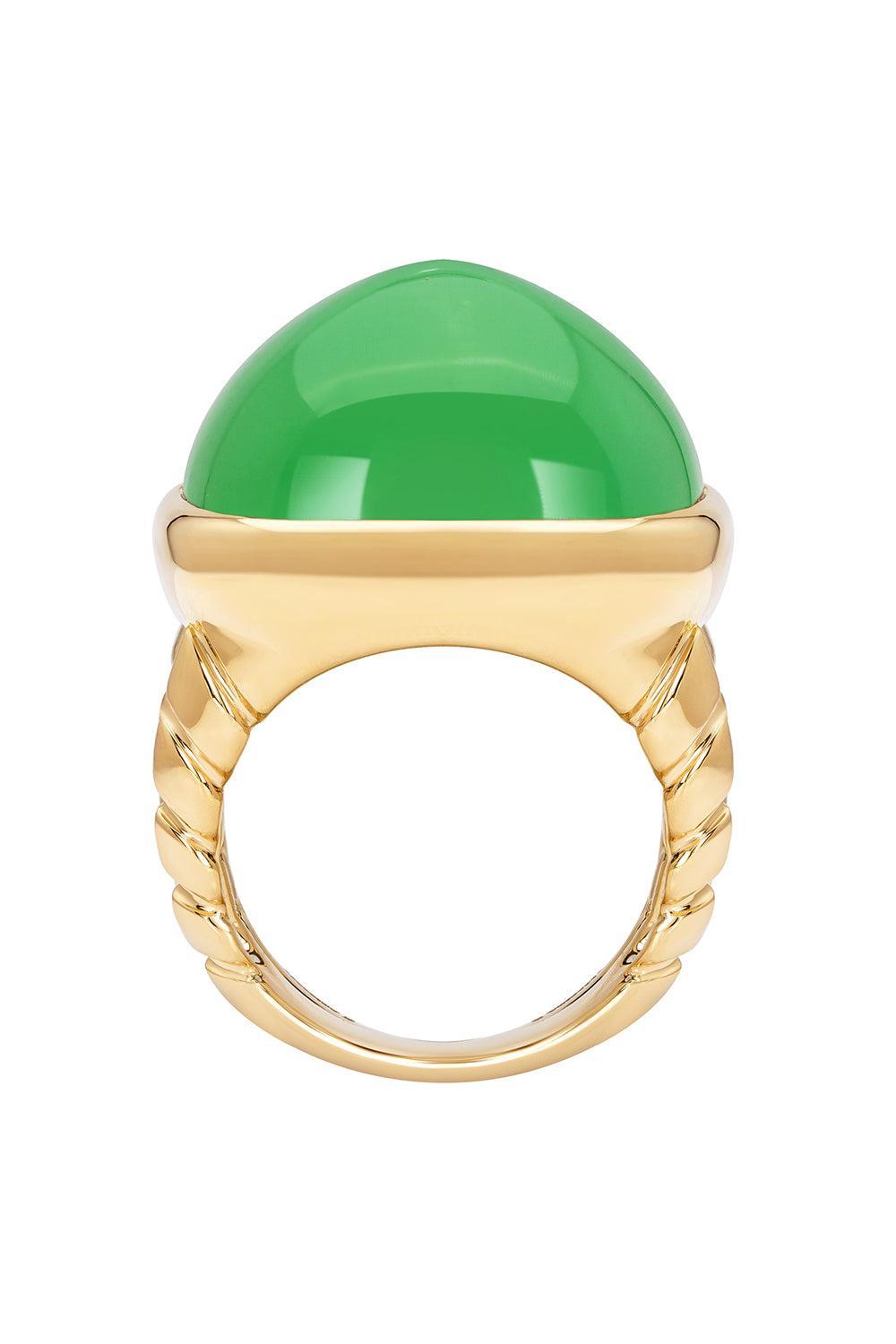 Chrysoprase Tigella Sugarloaf Ring-YELLOW GOLD-6.5-JEWELRYFINE JEWELRING-MARINA B