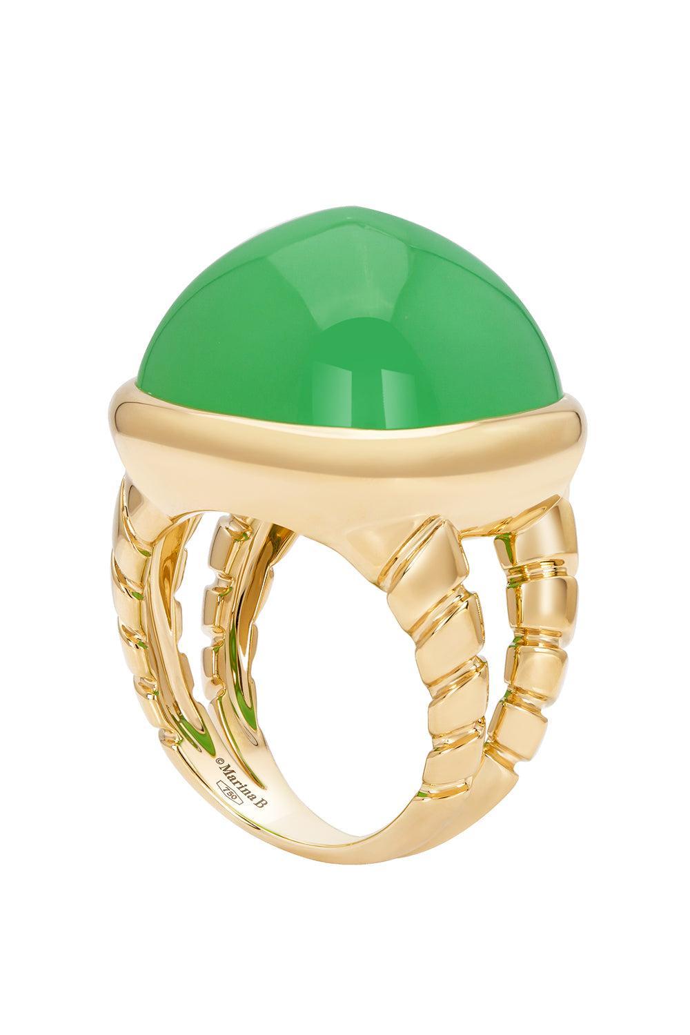 Chrysoprase Tigella Sugarloaf Ring-YELLOW GOLD-6.5-JEWELRYFINE JEWELRING-MARINA B
