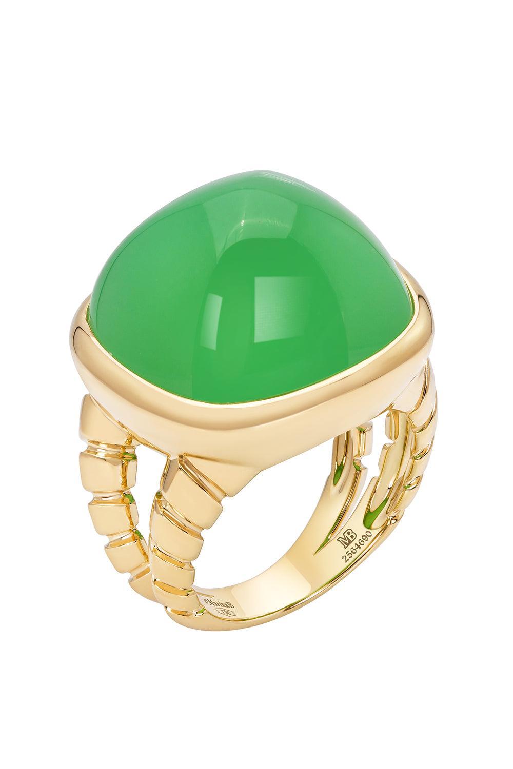 Chrysoprase Tigella Sugarloaf Ring-YELLOW GOLD-6.5-JEWELRYFINE JEWELRING-MARINA B