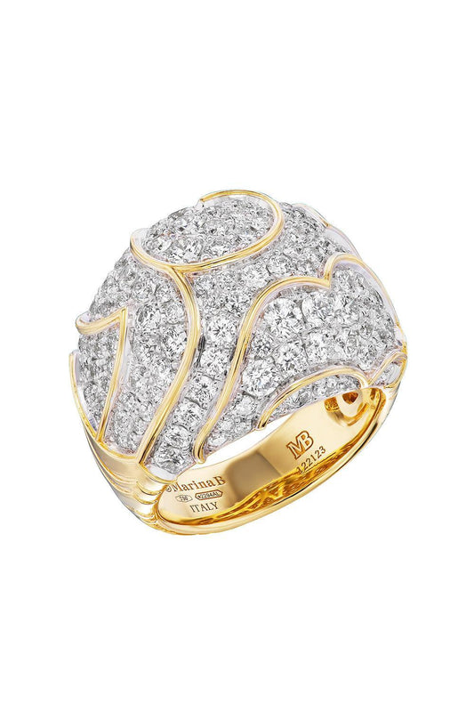 Diamond Onda Bombe Ring-YELLOW GOLD-6.5-JEWELRYFINE JEWELRING-MARINA B