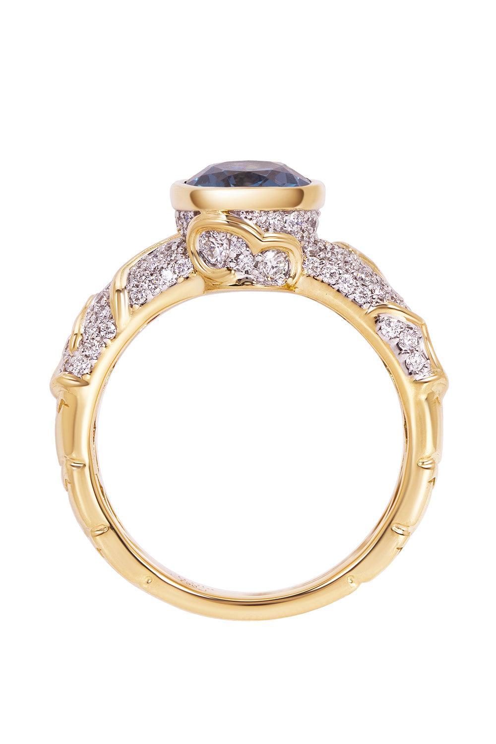 Swiss Blue Topaz Diamond Ondine Ring-YELLOW GOLD-6.5-JEWELRYFINE JEWELRING-MARINA B