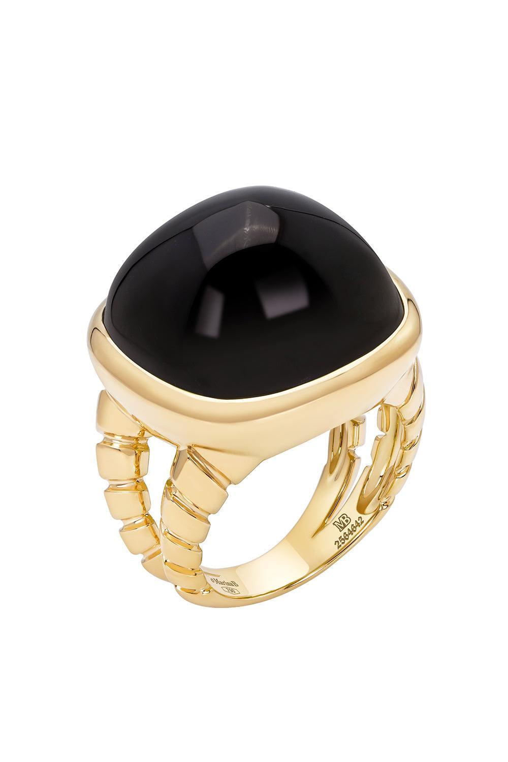 Black Spinel Tigella Ring-YELLOW GOLD-7-JEWELRYFINE JEWELRING-MARINA B