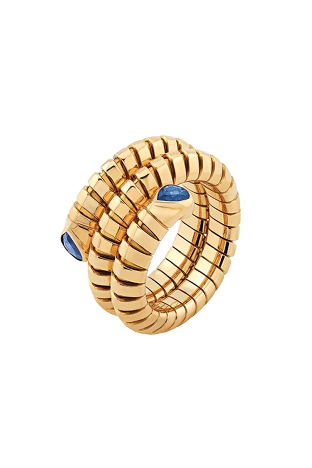 Blue Sapphire Trisola Spiral Ring-YELLOW GOLD-7-JEWELRYFINE JEWELRING-MARINA B