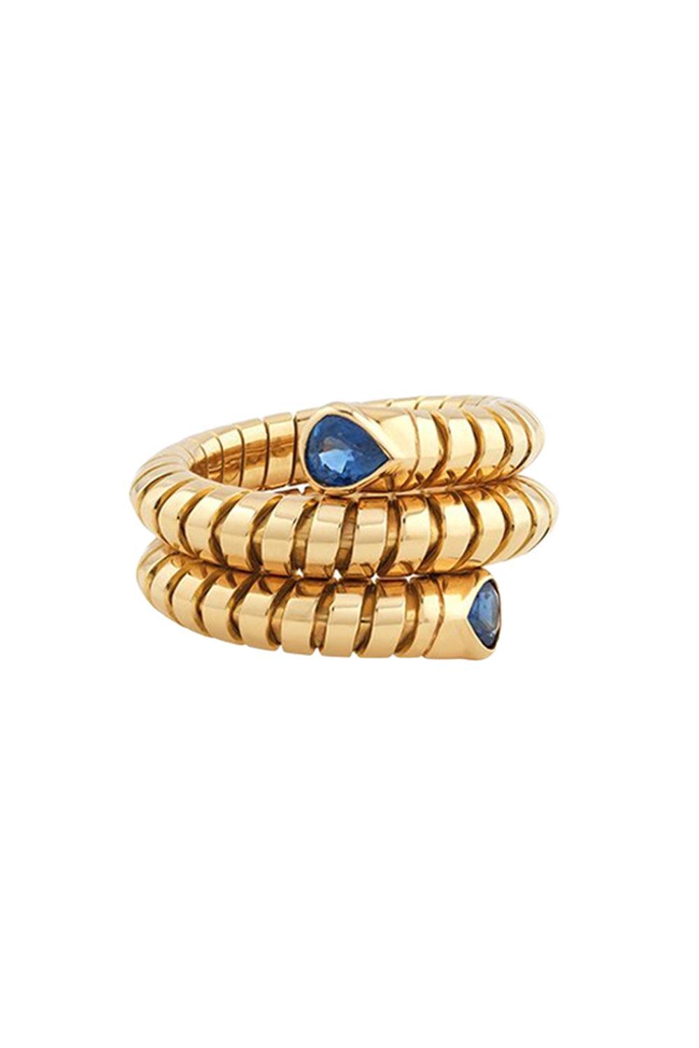 Blue Sapphire Trisola Spiral Ring-YELLOW GOLD-7-JEWELRYFINE JEWELRING-MARINA B