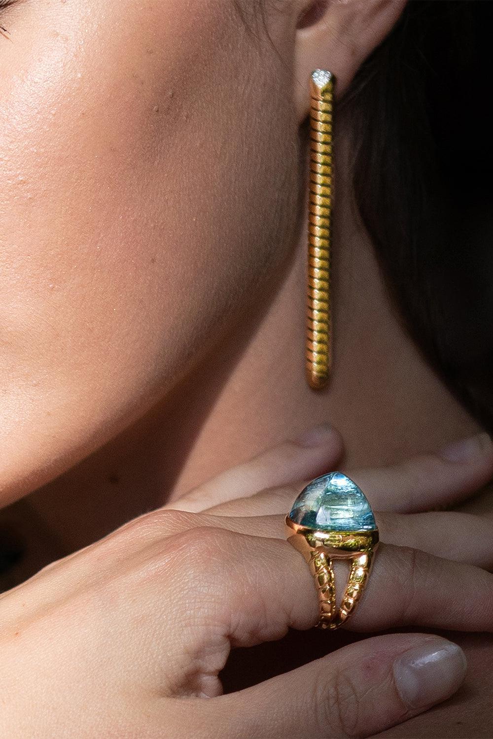 MARINA B-Tigella Aquamarine Ring-YELLOW GOLD