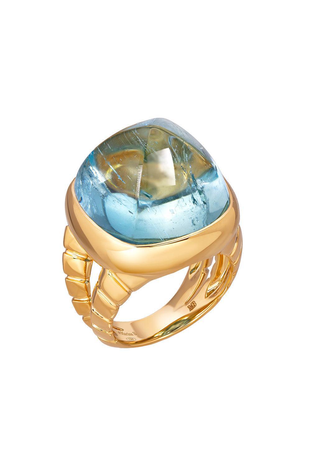 MARINA B-Tigella Aquamarine Ring-YELLOW GOLD