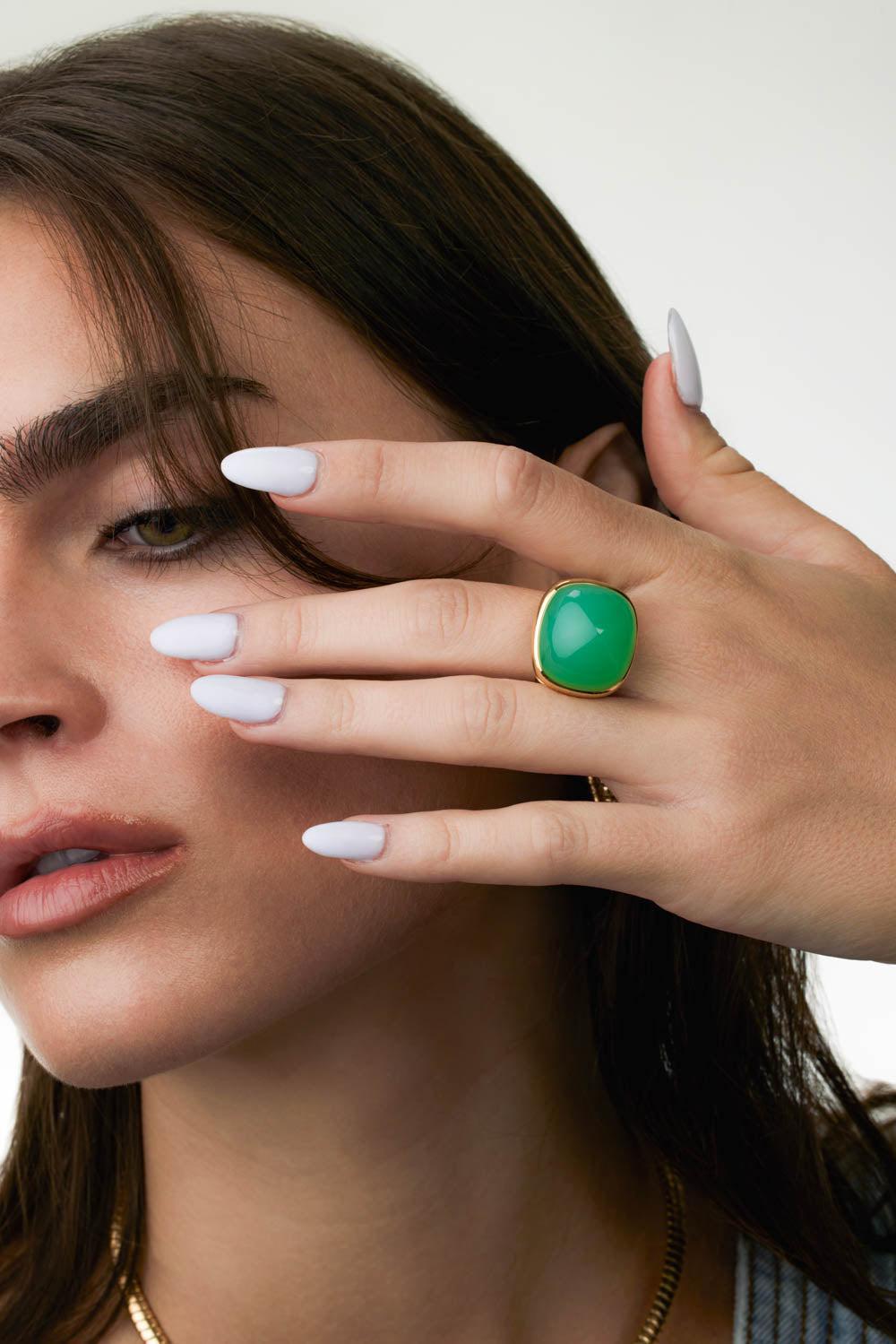 Tigella Chrysoprase Ring-YELLOW GOLD-7-JEWELRYFINE JEWELRING-MARINA B