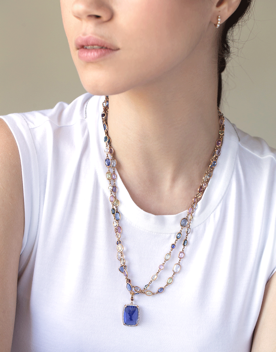 MARISSA COLLECTIONS-Tanzanite and Multi-Sapphire Necklace-ROSE GOLD