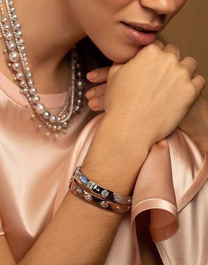 MARISSA DIAMONDS-Rose Gold Mixed Shape Diamond Bangle-ROSE GOLD