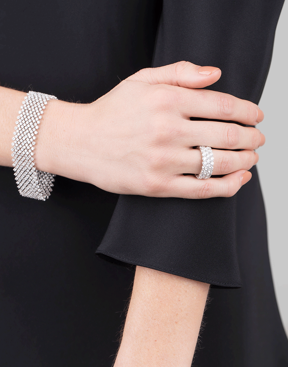 MARISSA DIAMONDS-Wide Diamond Mesh Bracelet-WHITE GOLD