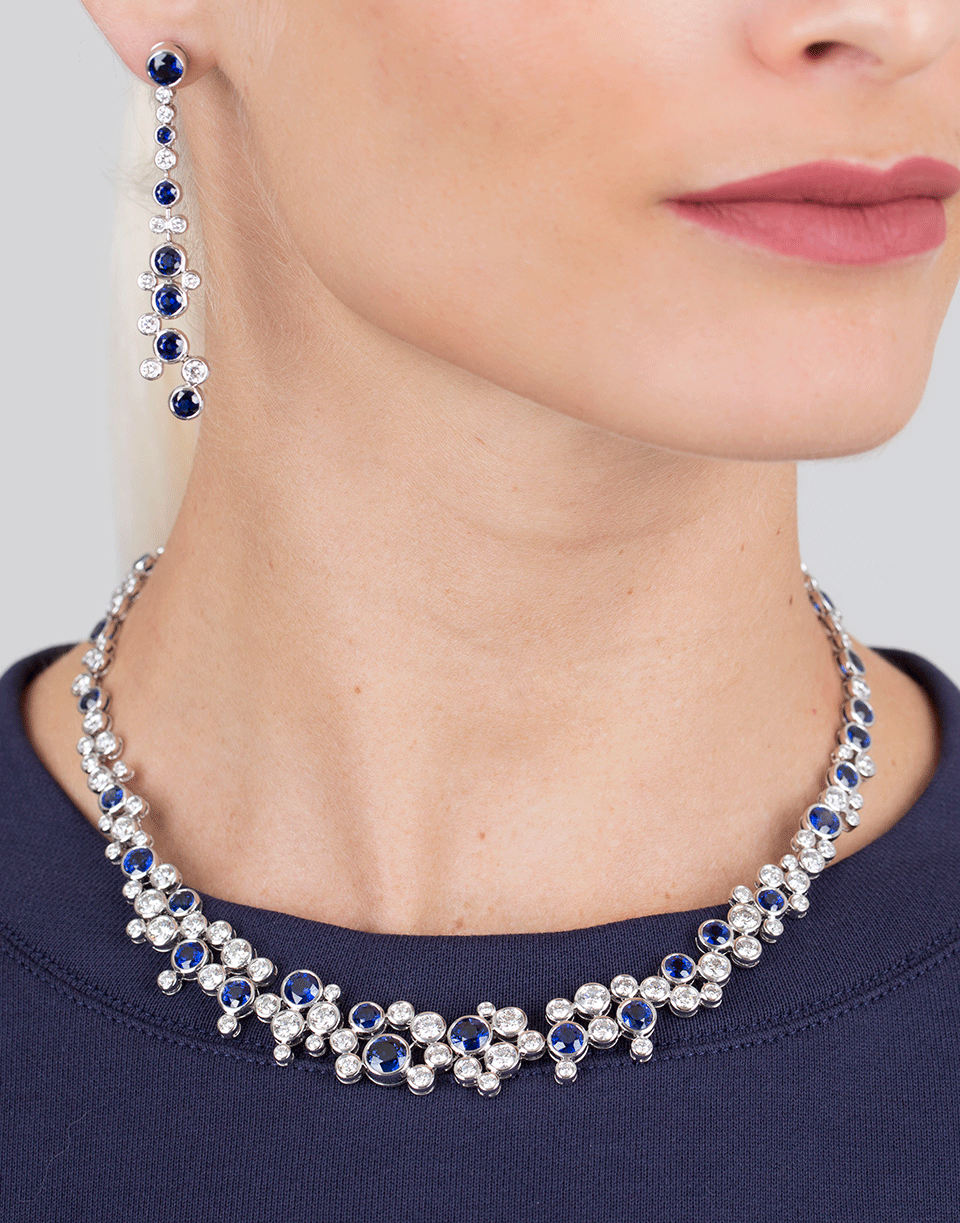 MARISSA DIAMONDS-Blue Sapphire And White Diamond Earrings-WHITE GOLD