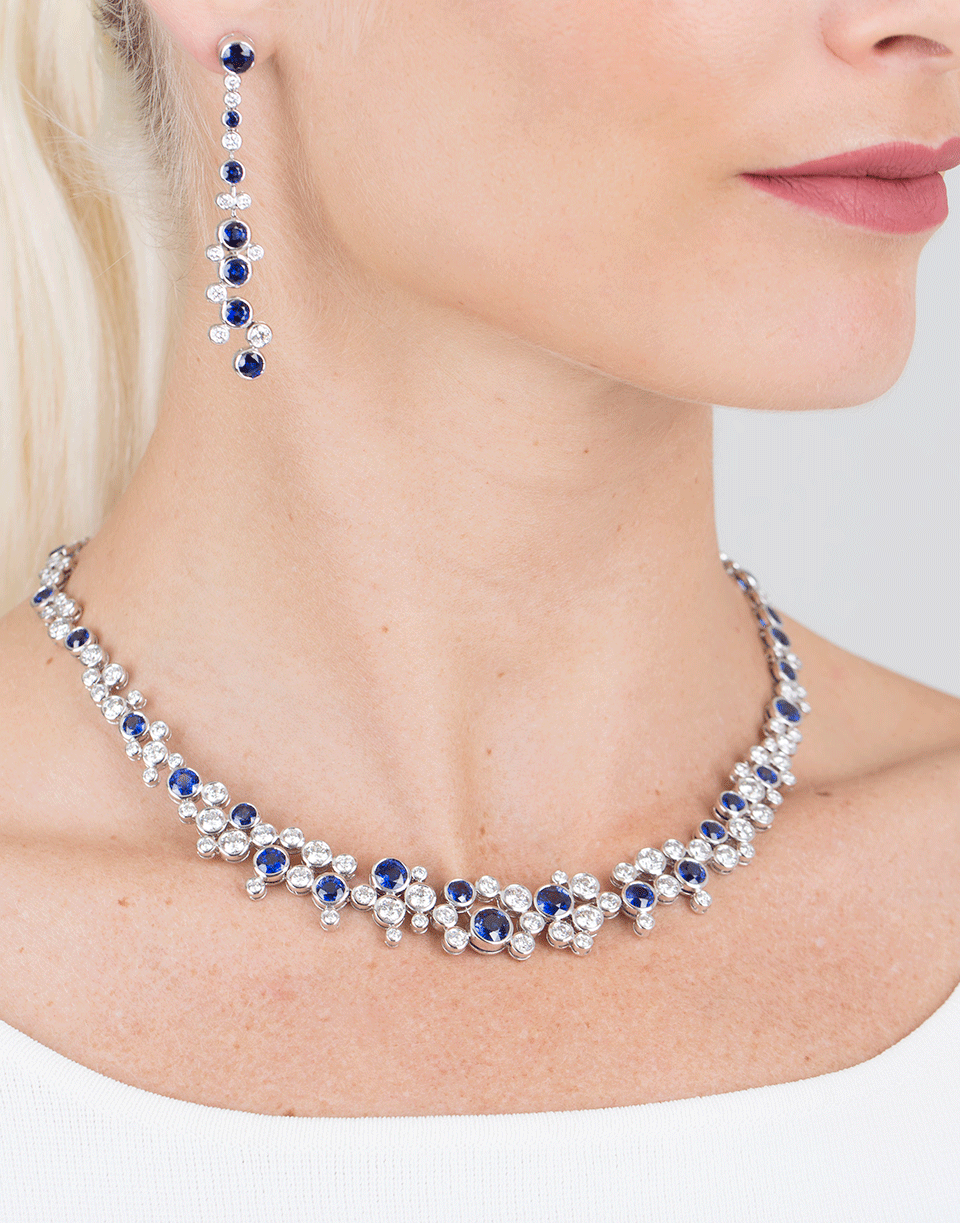 MARISSA DIAMONDS-Blue Sapphire And White Diamond Earrings-WHITE GOLD