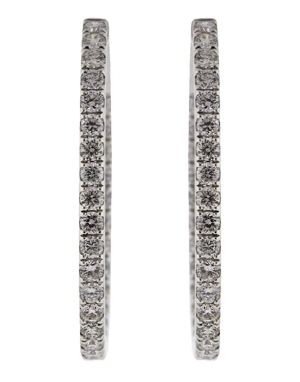 MARISSA DIAMONDS-Diamond Oval Hoop Earrings-WHITE GOLD