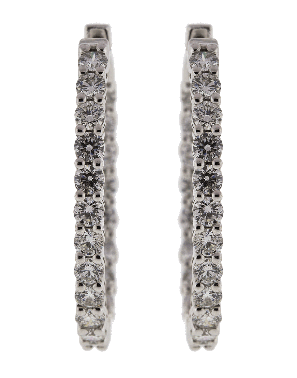 MARISSA DIAMONDS-Diamond Oval Hoop Earrings-WHITE GOLD