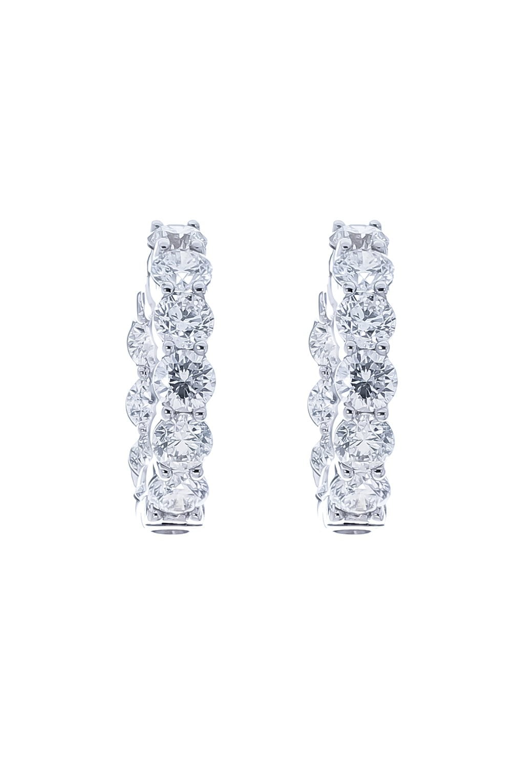 MARISSA DIAMONDS-Inside Out Round Diamond Hoops-WHITE GOLD