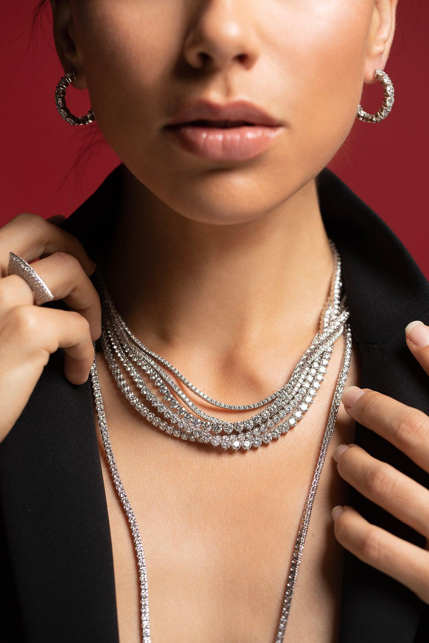 MARISSA DIAMONDS-Diamond Riviera Necklace-WHITE GOLD