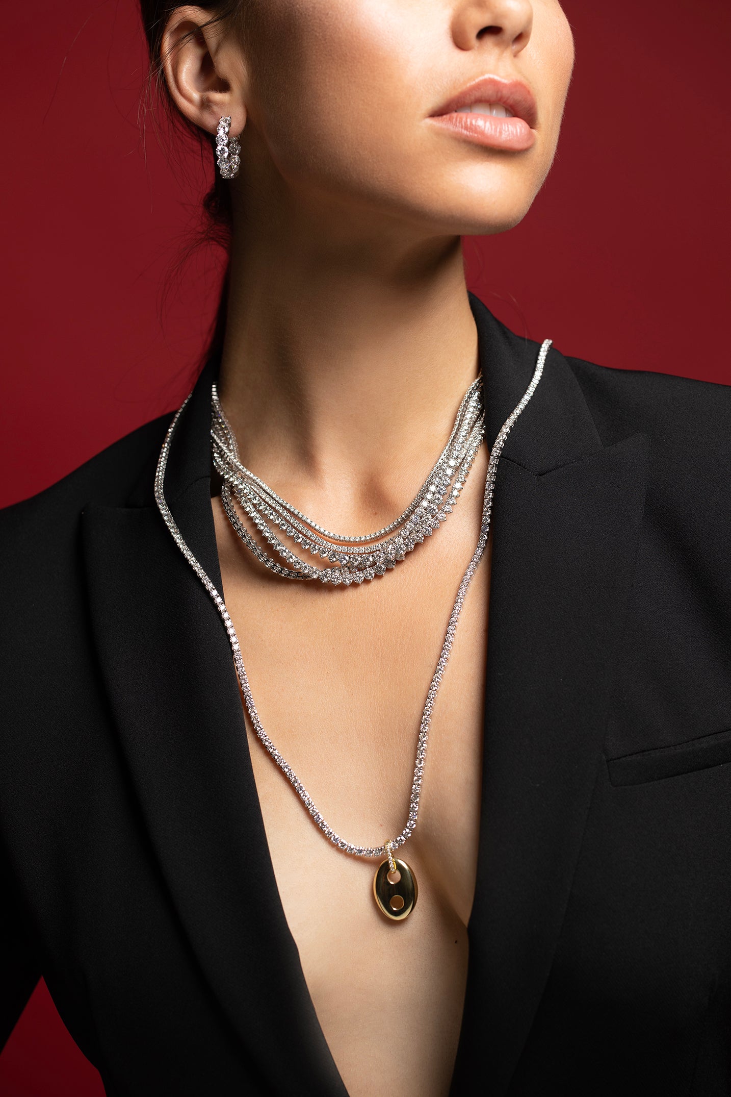 MARISSA DIAMONDS-Diamond Riviera Necklace-WHITE GOLD
