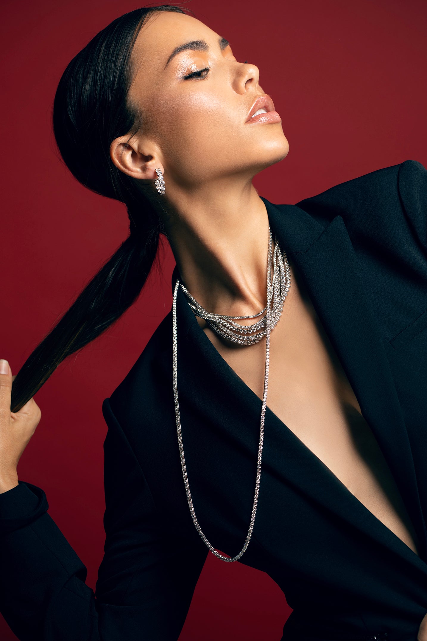 MARISSA DIAMONDS-Graduated Riviera Necklace-WHITE GOLD