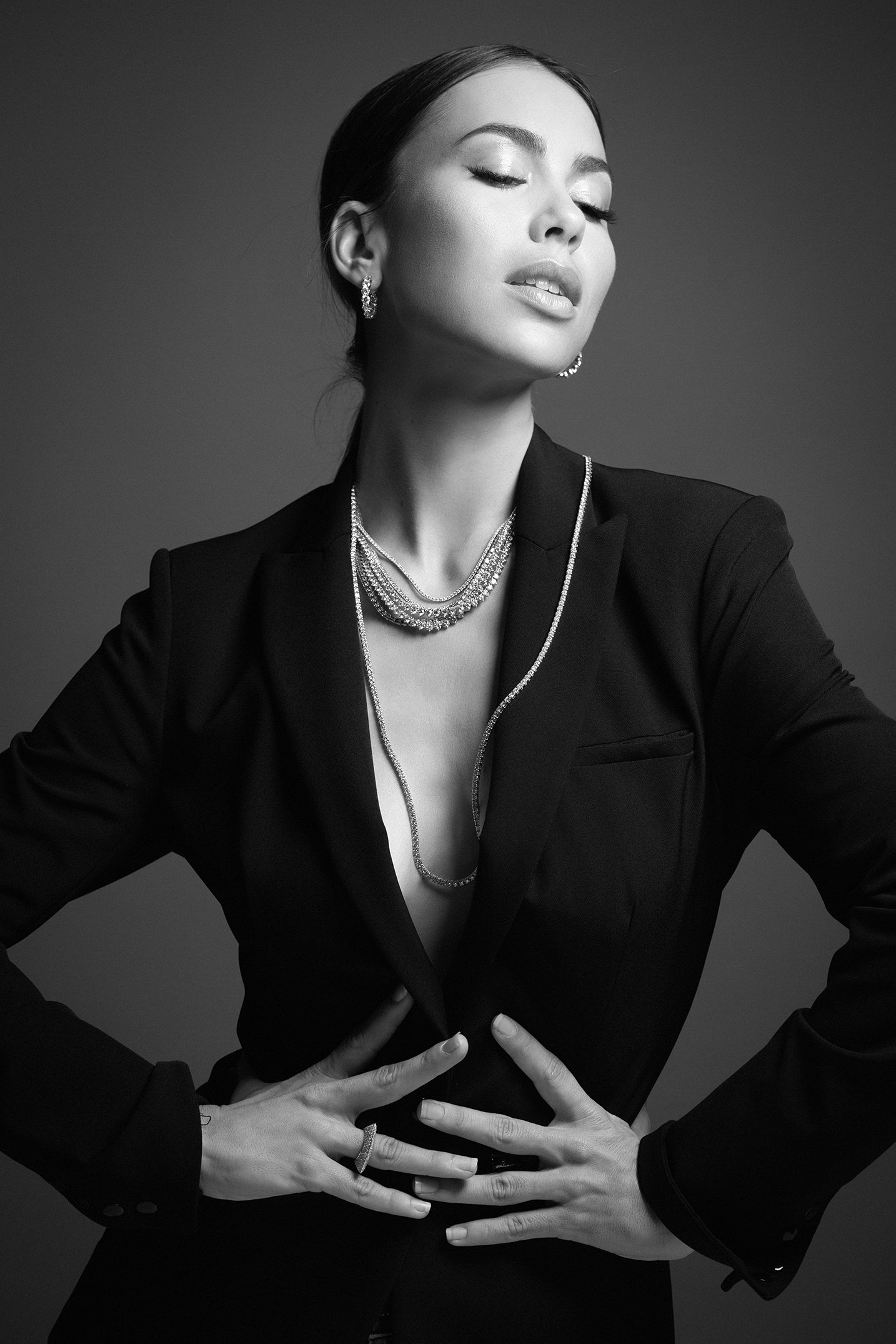 MARISSA DIAMONDS-Opera Riviera Necklace-WHITE GOLD