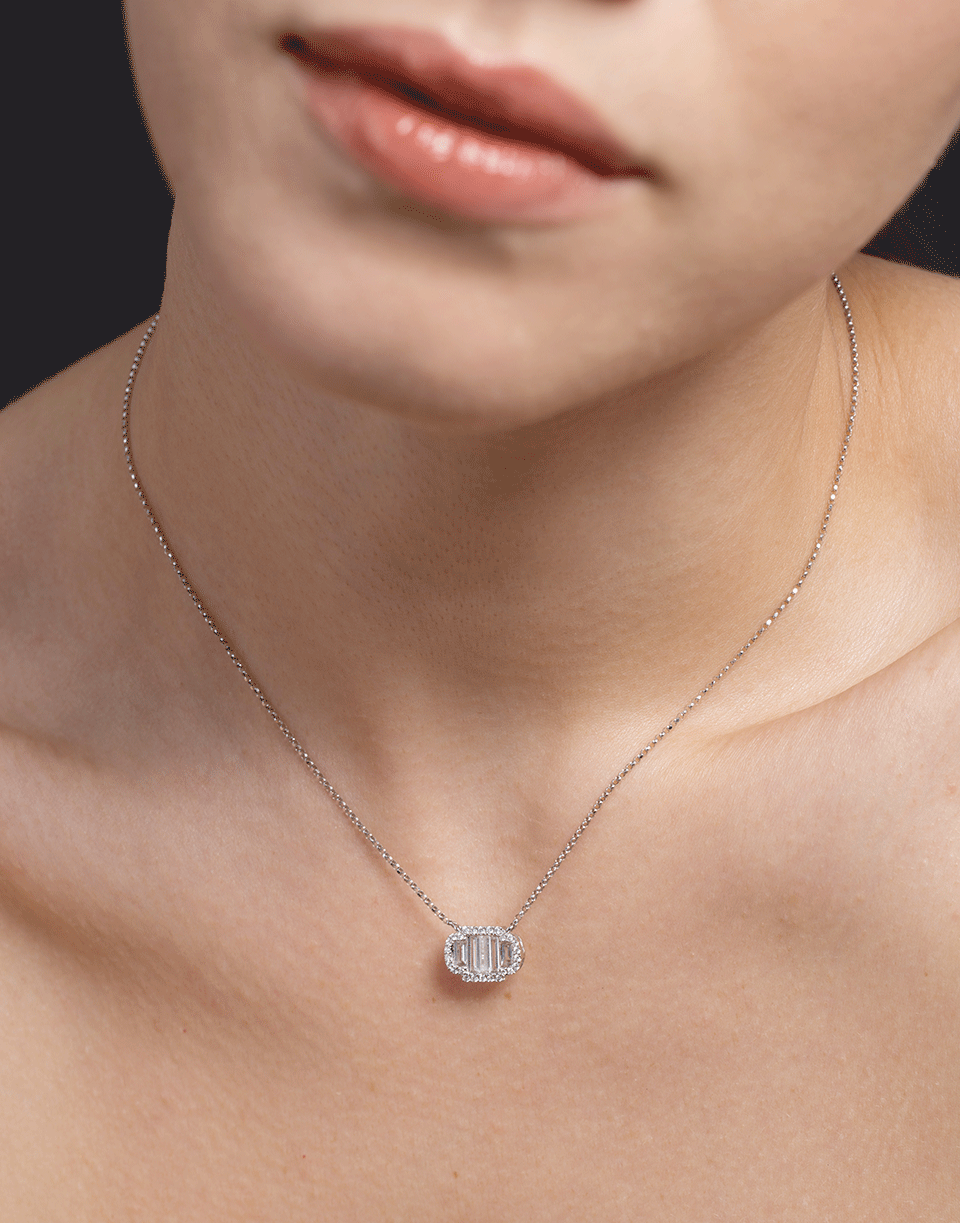 MARISSA DIAMONDS-Baguette Diamond Pendant Necklace-WHITE GOLD