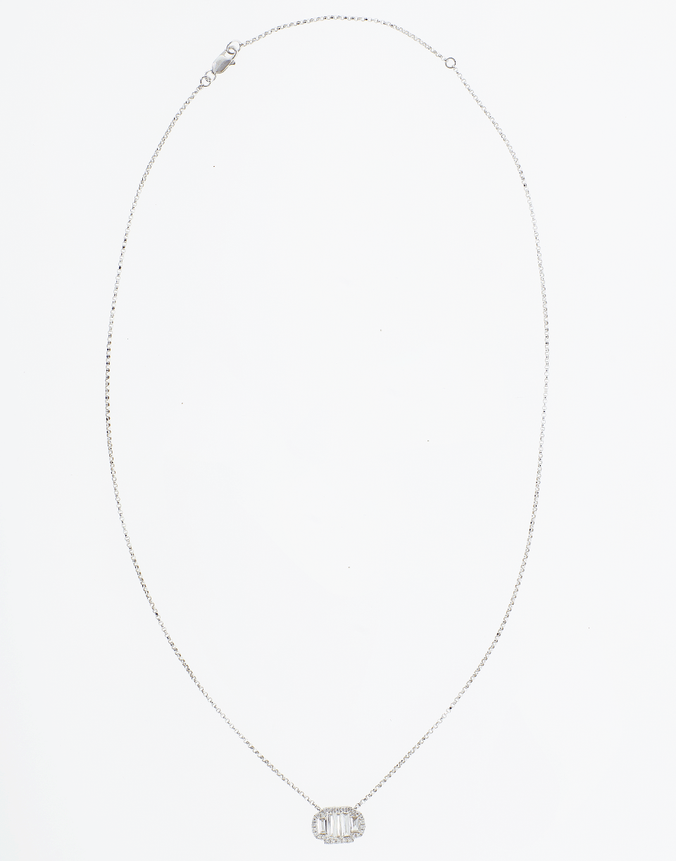 MARISSA DIAMONDS-Baguette Diamond Pendant Necklace-WHITE GOLD